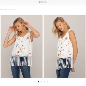 NWT Miss Me Floral Fringe Tank in L